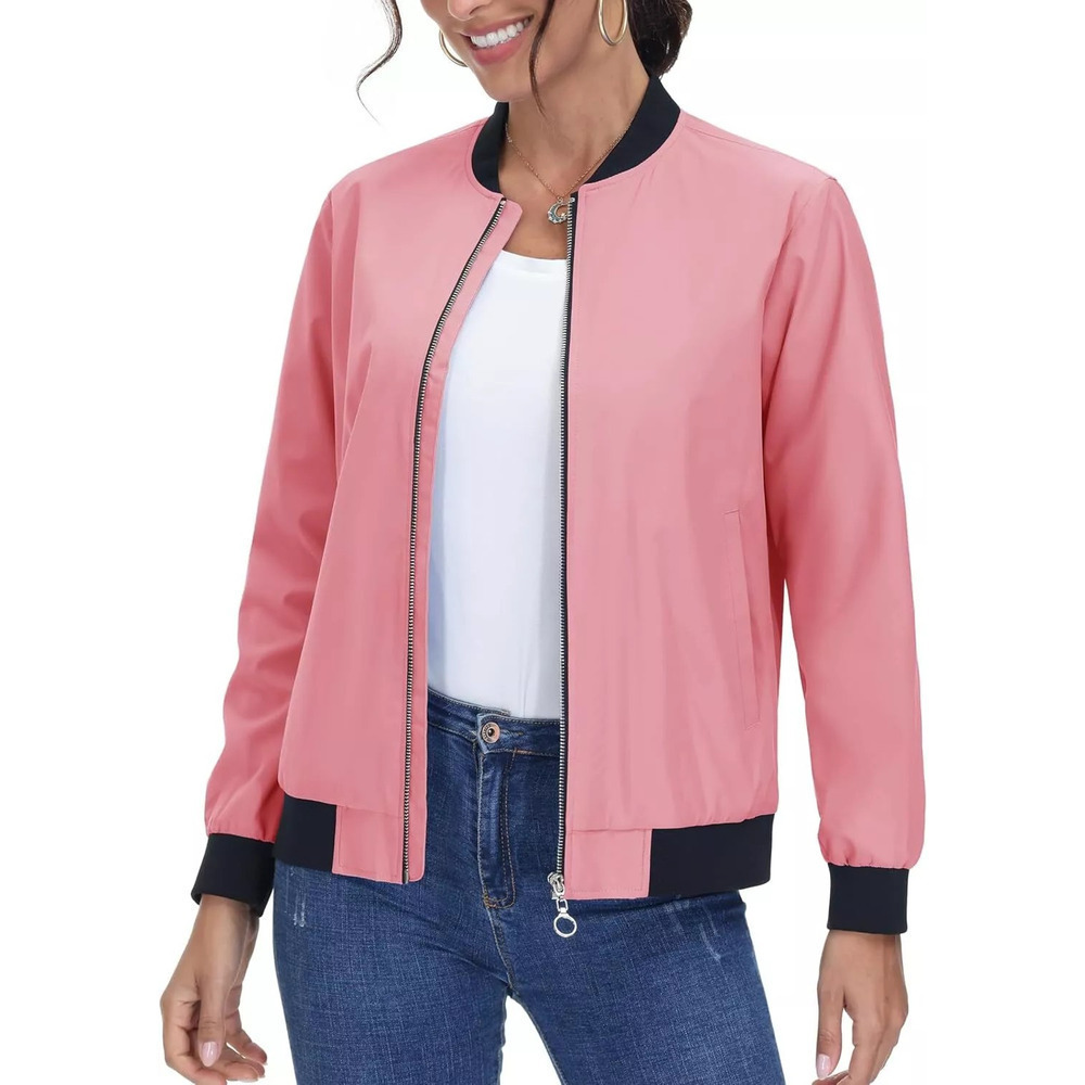 Women's Casual Bomber Jacket Lightweight Windbreaker Jackets Size M - Picture 1 of 10